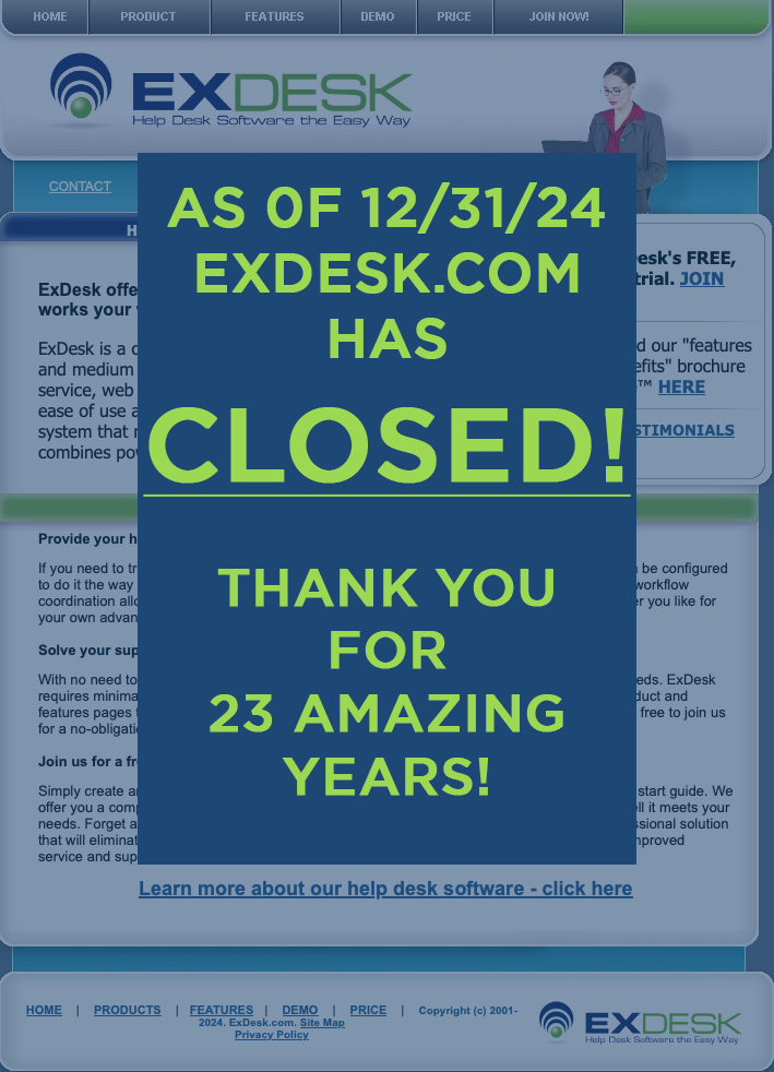 ExDesk.com is Closed. Thank You for 23 AMAZING Years!